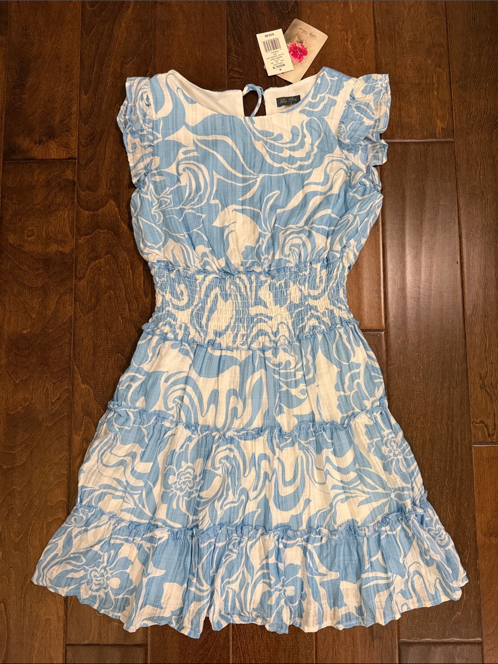 Lily Rose Blue and White Floral Ruffle Dress